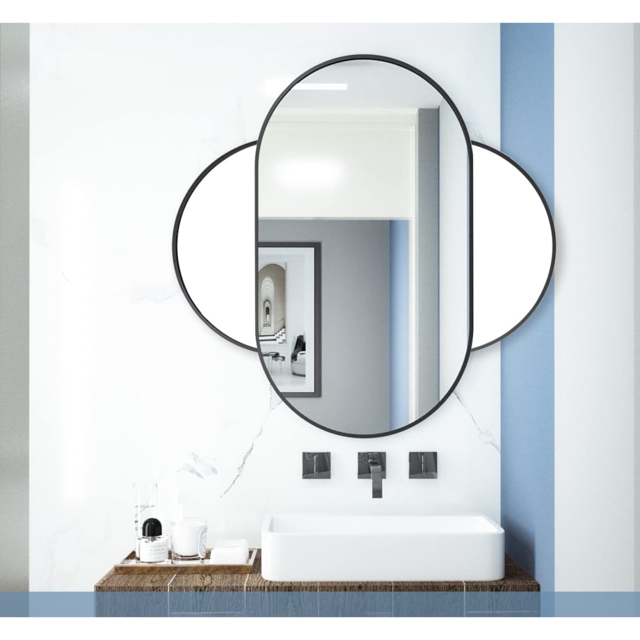 Lustro Owalne 100X50 Cm Czarna Rama