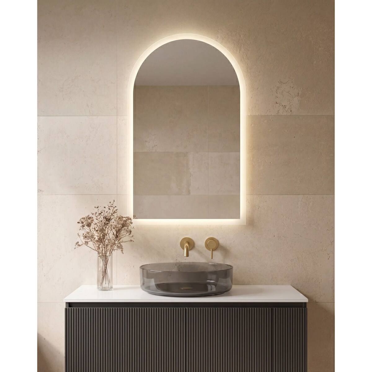 Lustro łazienkowe LED SUIN 60 cm 100 cm Zielony