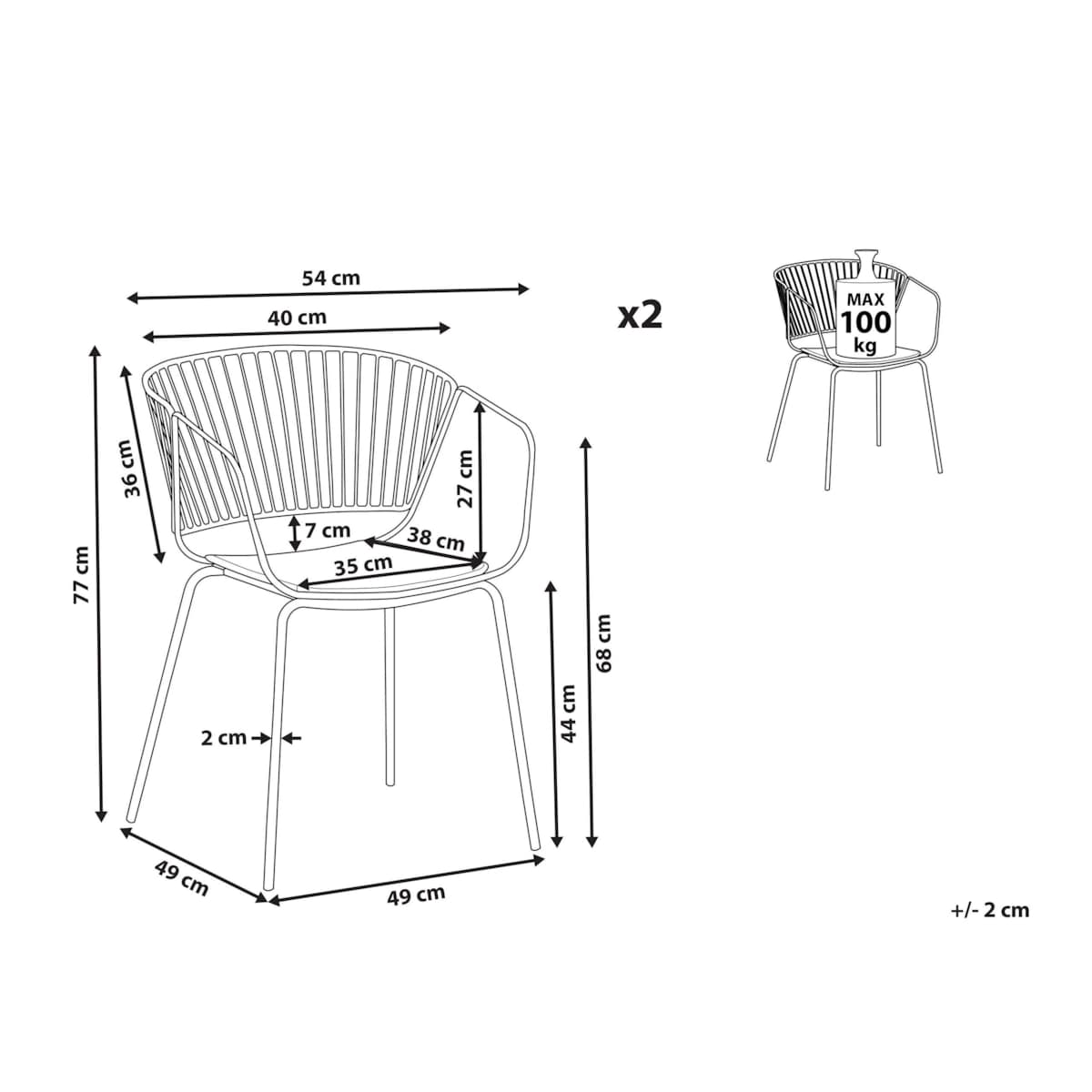 Zestaw 2 krzeseł do jadalni czarny RIGBY
