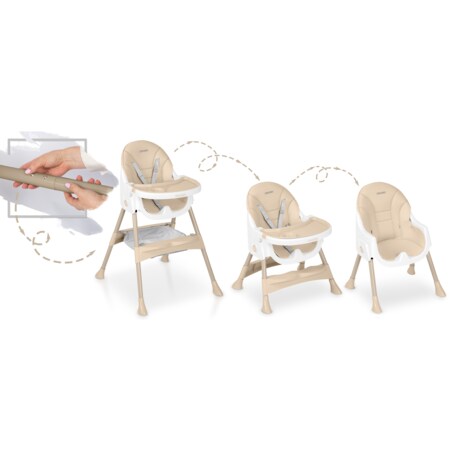 Krzesełko do karmienia dla dzieci Ricokids Mani beżowe 3w1 regulowane fotelik tacka