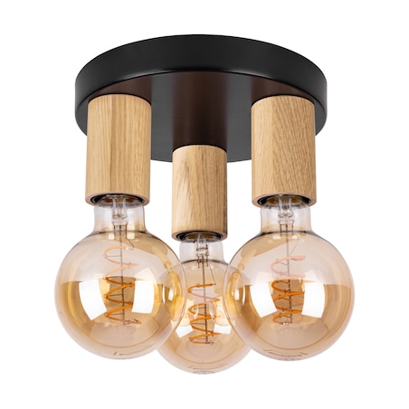 Drewniana Lampa Sufitowa BRITOP Lighting 3xE27 15W LED Dąb Olejowany FSC z Akcentem Czerni Polski Producent 1 szt.