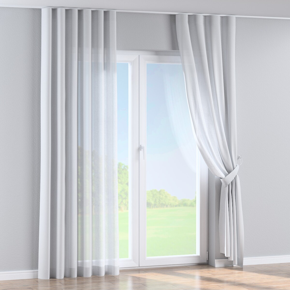 Zasłona na taśmie wave 130x245 prześwitujący, złamana biel