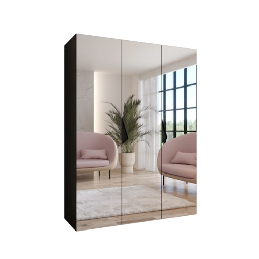Szafa uchylna z lustrem Sandi 3 150 wys 202 cm Czarny + u Czarny