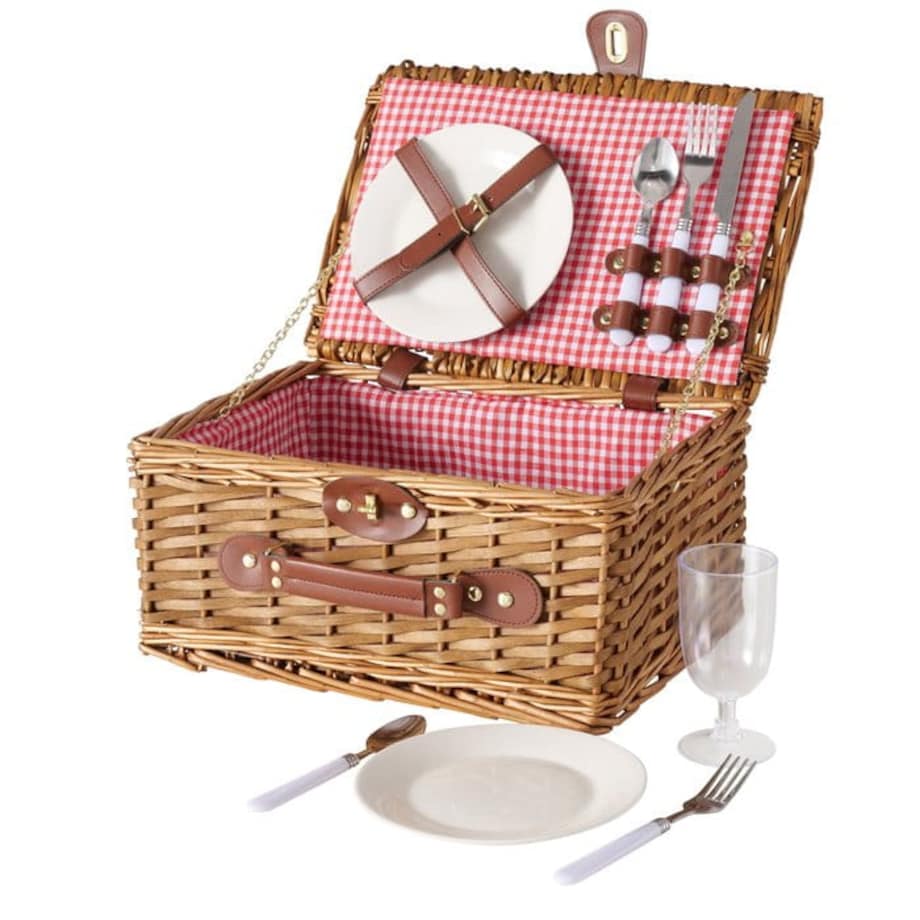 Kosz Piknikowy Koszyk Wiklinowy Termotorba sztućce Zastawa Zestaw Duży