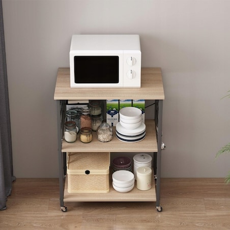 Szafka mobilna na kółkach jasny brąz stolik śniadaniowy wózek kuchenny 60cm