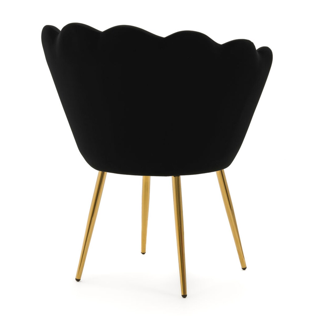 Czarne krzesło welurowe muszla na złotych nogach do toaletki jadalni salonu
