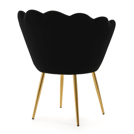 Czarne krzesło welurowe muszla na złotych nogach do toaletki jadalni salonu