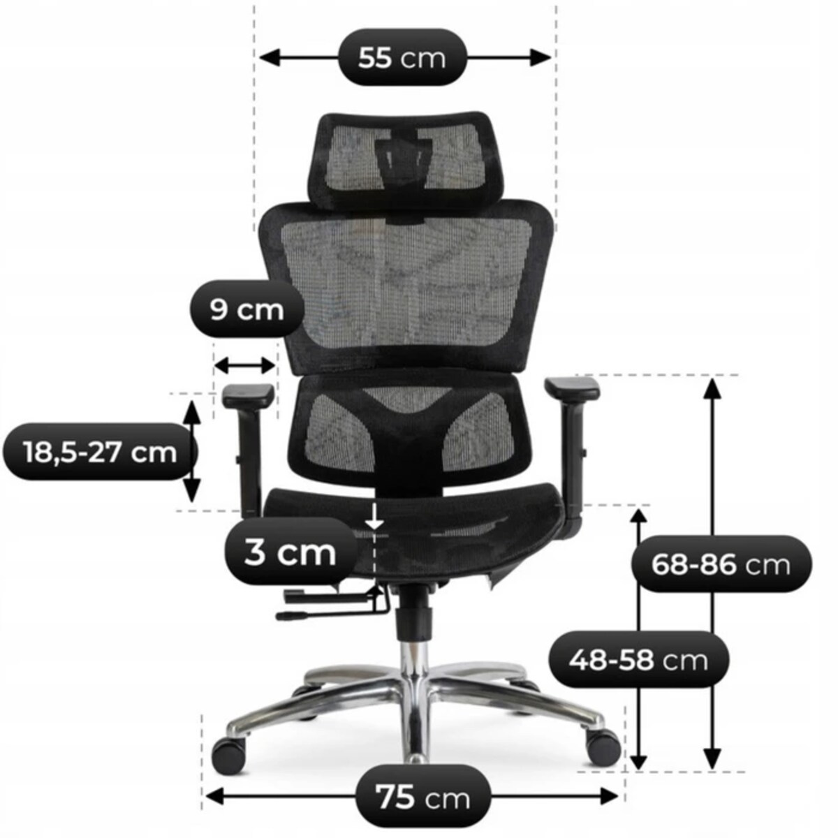 Fotel gamingowy obrotowy ergonomiczny do biurka czarny ROYAL
