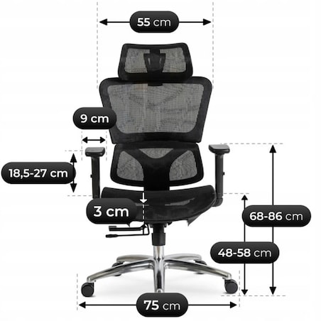 Fotel gamingowy obrotowy ergonomiczny do biurka czarny ROYAL
