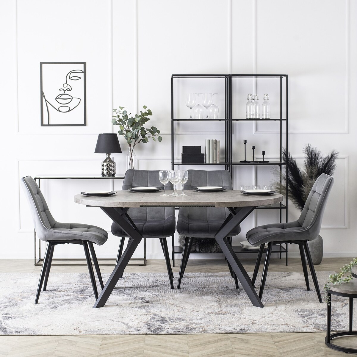 Krzesło Tapicerowane Welurowe Do Salonu Jadalni Loft Velvet Szare RIO