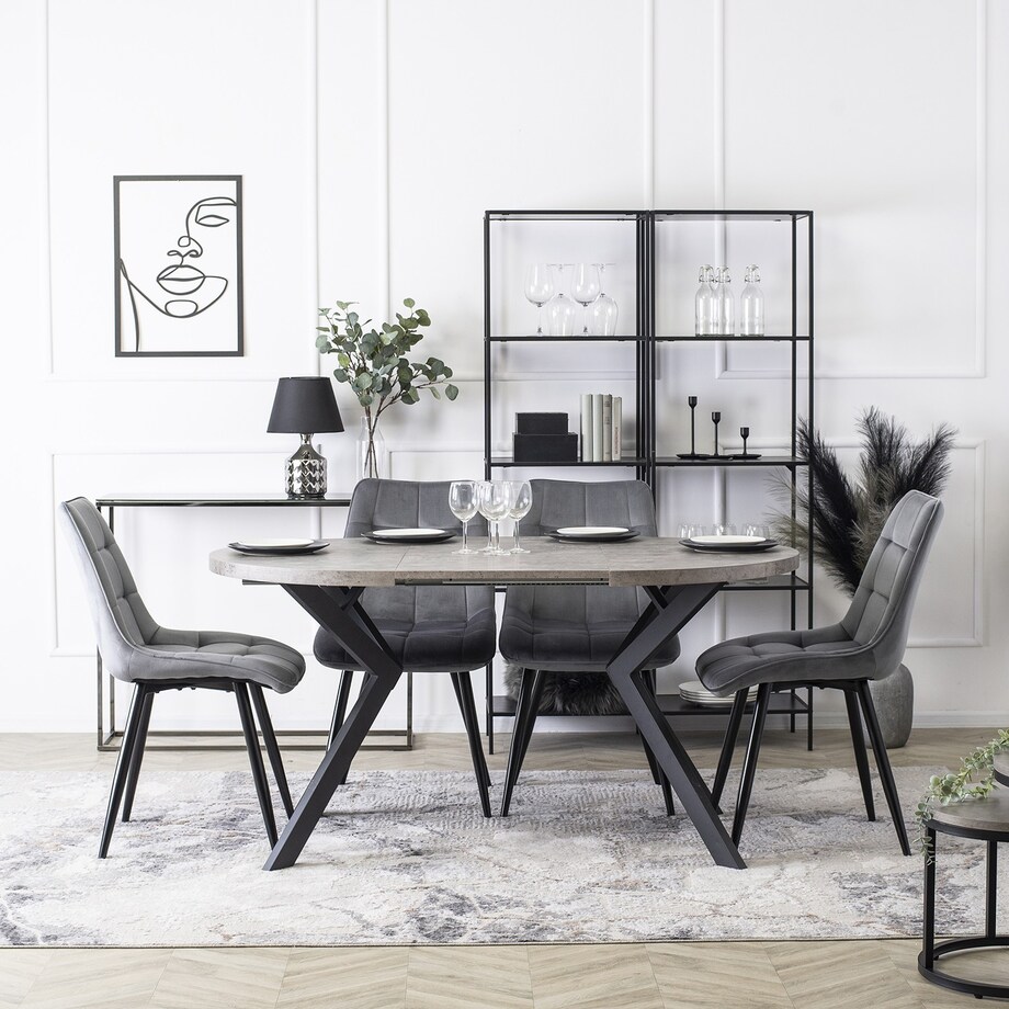 Krzesło Tapicerowane Welurowe Do Salonu Jadalni Loft Velvet Szare RIO