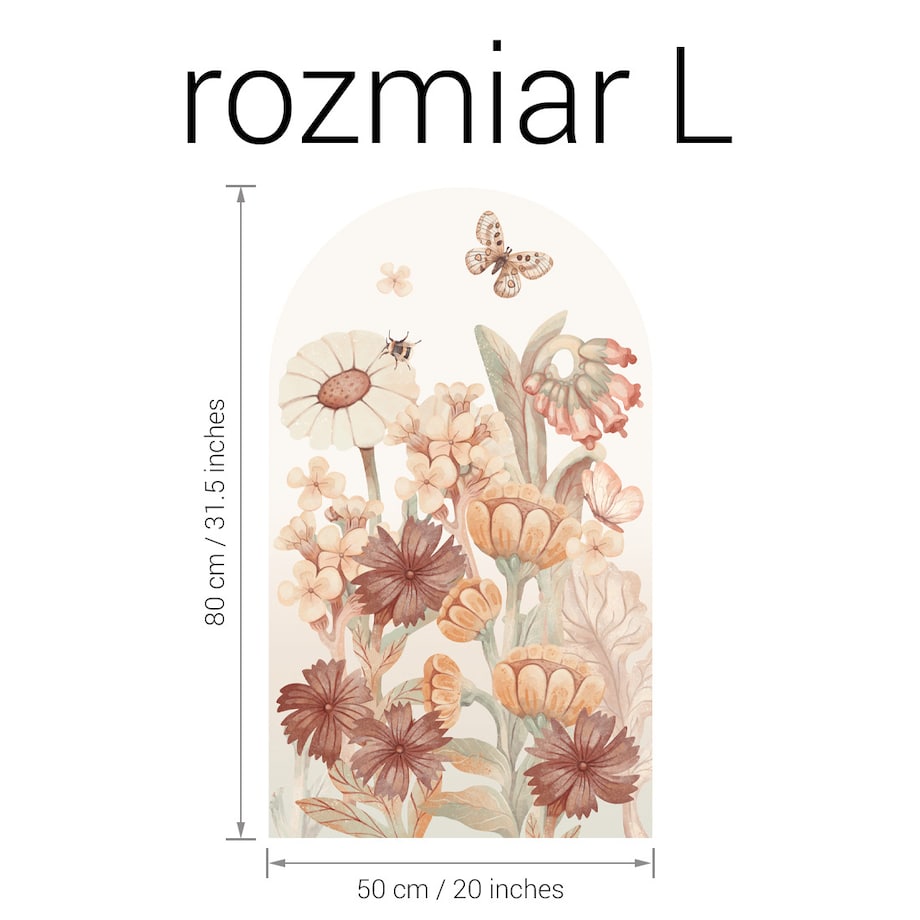 Naklejka na ścianę łuk Kwiaty boho L