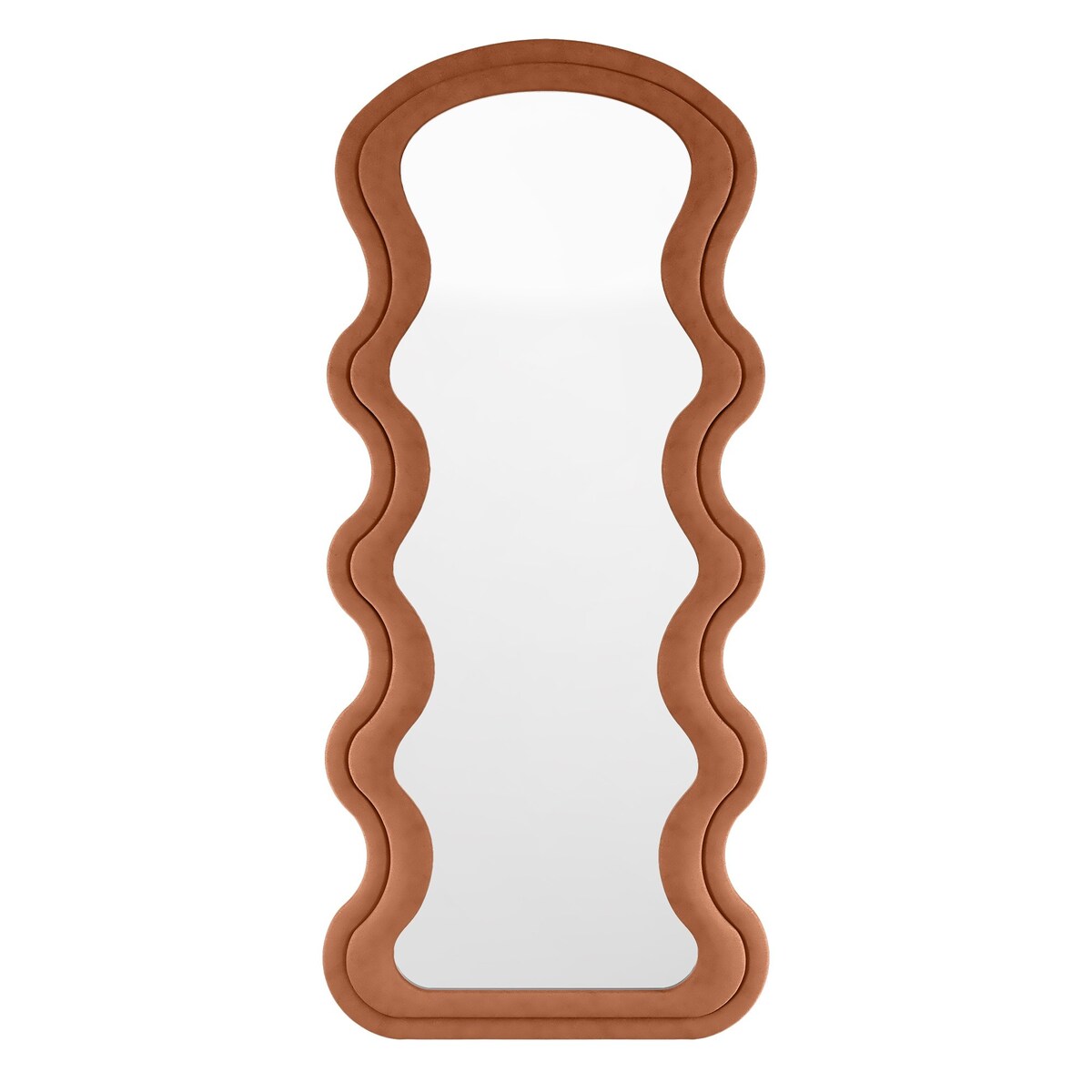 Lustro w falistej ramie aksamitne miedziane 170x60 cm