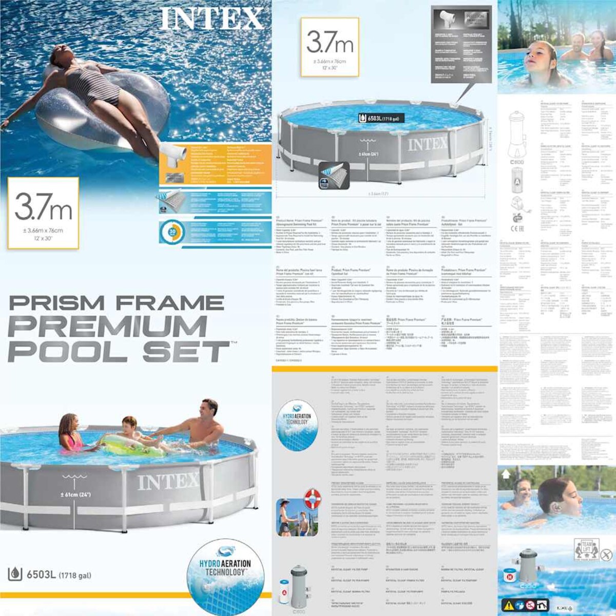 Intex Basen Prism Frame Premium z akcesoriami, 366x76 cm