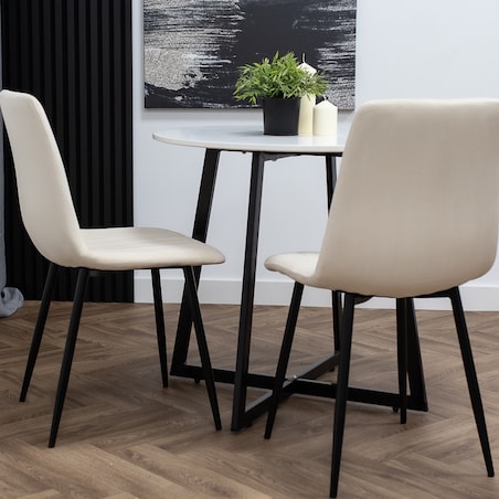 Krzesło welurowe tapicerowane beżowe pikowane czarne nogi