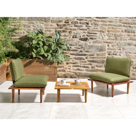 Zestaw wypoczynkowy 2-osobowa Drewno akacjowe (certyfikat FSC®) Oliwkowy FRASCATI