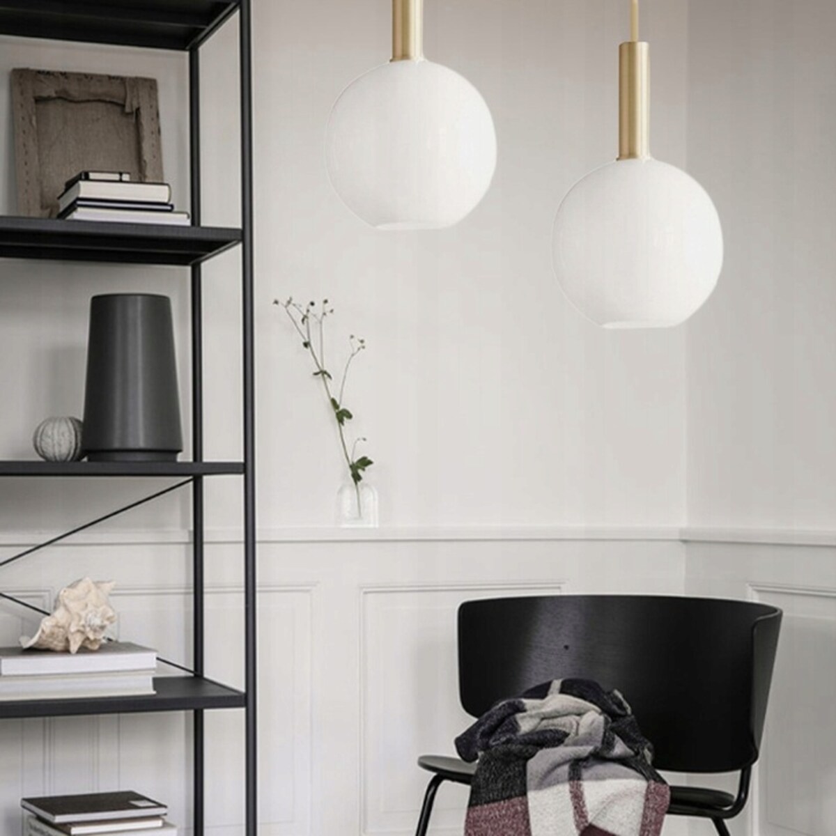Lampa Wisząca Sufitowa Szklana Mleczna Złota Biała