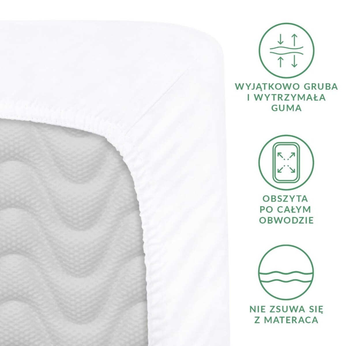 Prześcieradło satynowe z gumką białe 180 x 200 cm