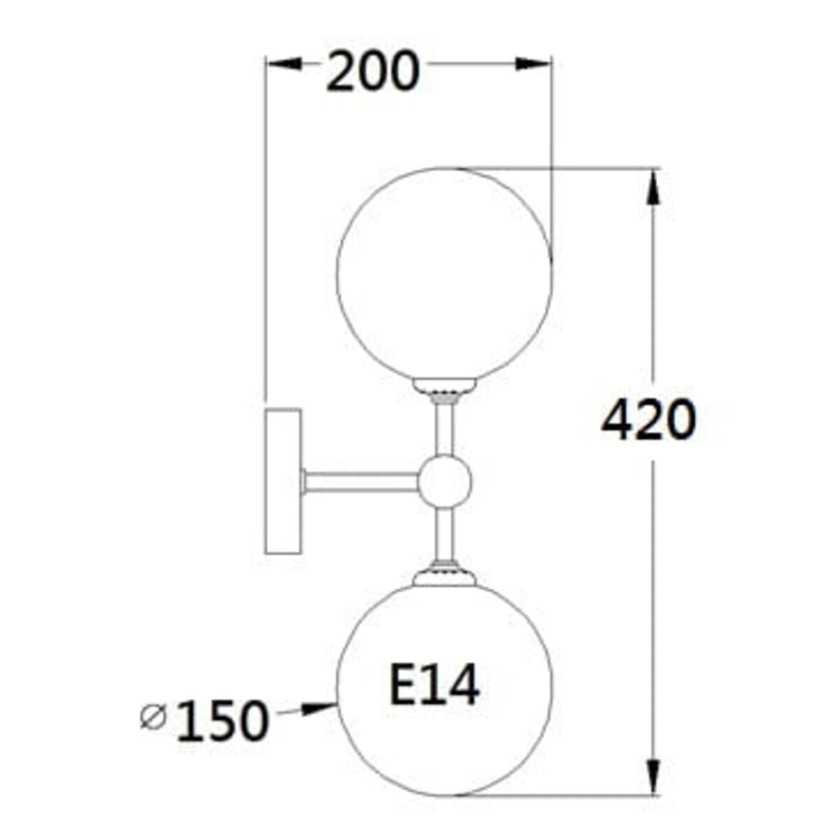 Loftowy kinkiet złoty DORADO LP-002/2W Transparent Light Prestige szklane kule balls