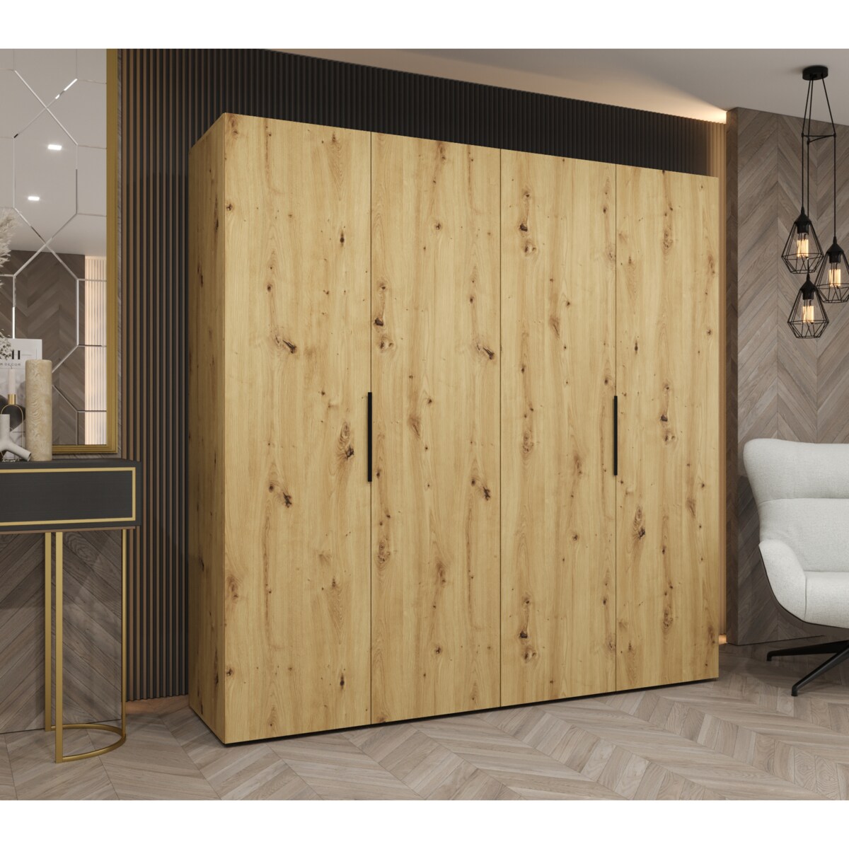 Szafa uchylna otwierana MARBELLA 1 200 wys. 202 cm Artisan + u. Czarny