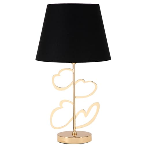 Lampa stołowa Glam Harts, kolor czarny i złoty, żelazo i papier, 30 x 30 x 54,5 cm, 1 x E27, styl glamour, do salonu i sypialni, Mauro Ferretti