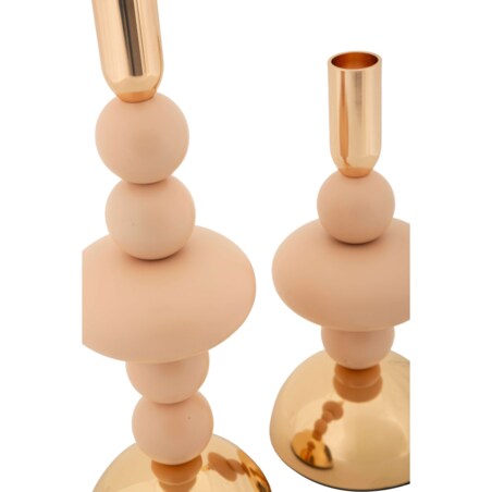 Świeczniki metalowe 2 szt. 30/22x10 cm CALLARA jasnoróżowe