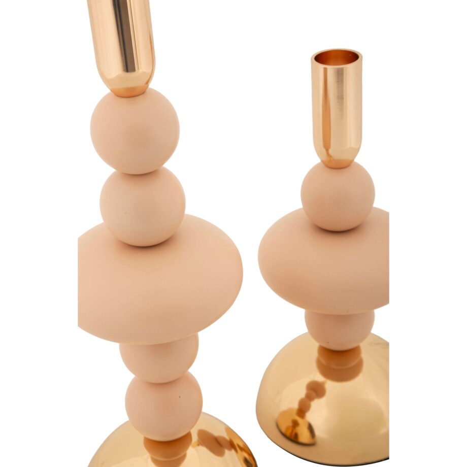 Świeczniki metalowe 2 szt. 30/22x10 cm CALLARA jasnoróżowe