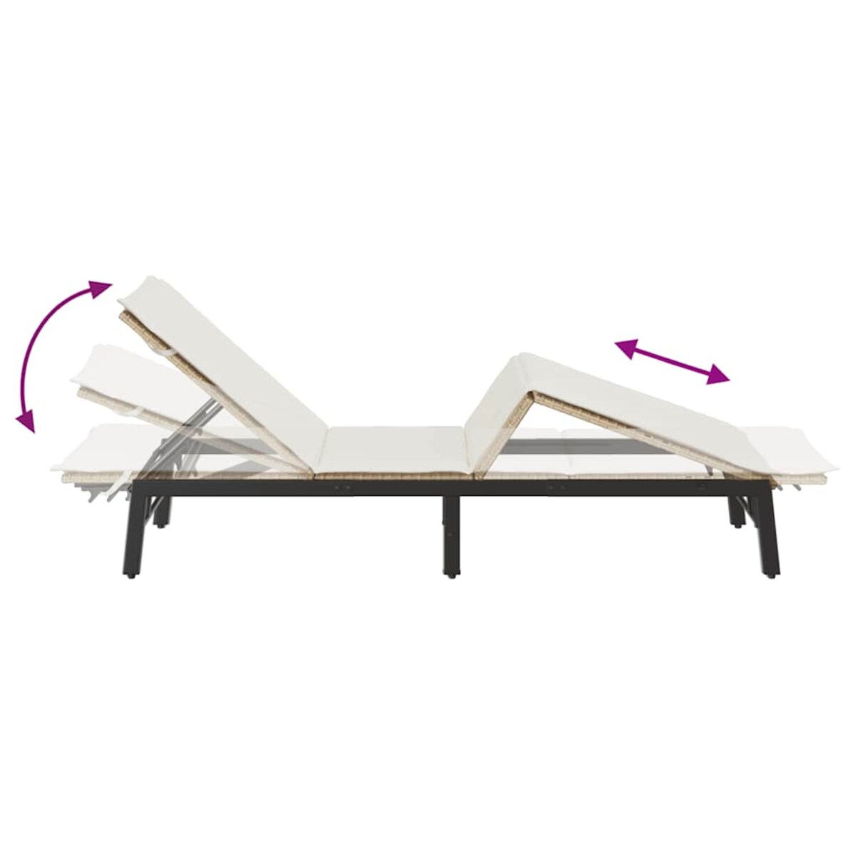 vidaXL Leżak z poduszką, beżowy, polirattan