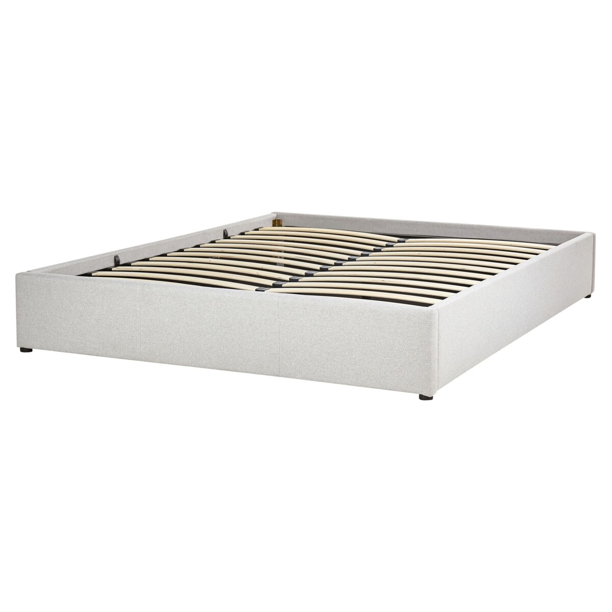 Łóżko z pojemnikiem tapicerowane 160 x 200 cm jasnoszare DINAN