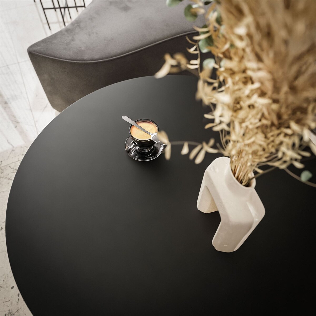 Okrągły stolik kawowy LORI 2w1 czarny mat