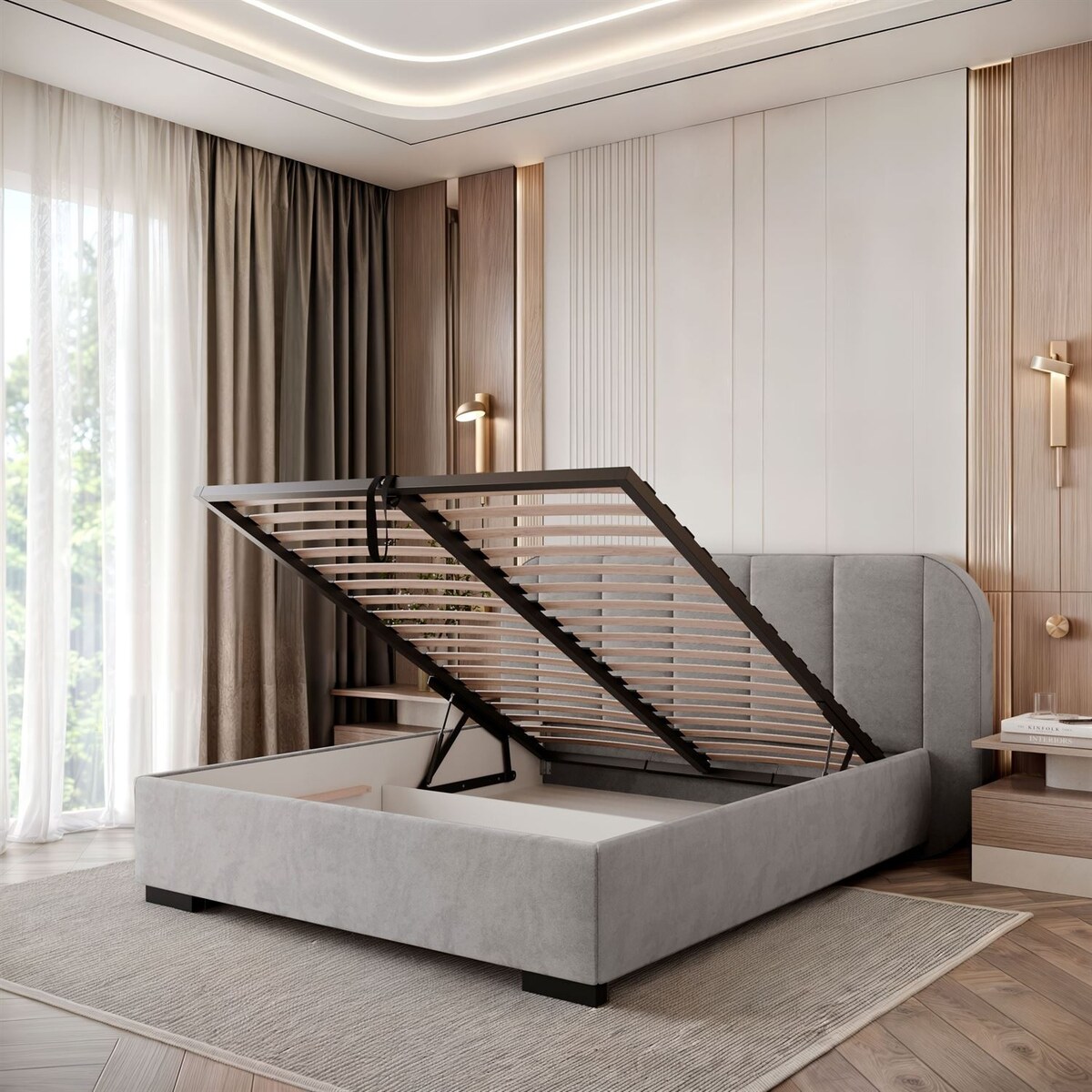 Łóżko tapicerowane AMARA, pojemnik, stelaż 32, 180x200, Royal Velvet 87251