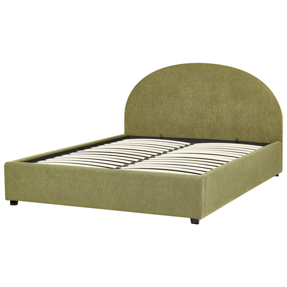 Łóżko z pojemnikiem boucle 160 x 200 cm zielone oliwkowe VAUCLUSE