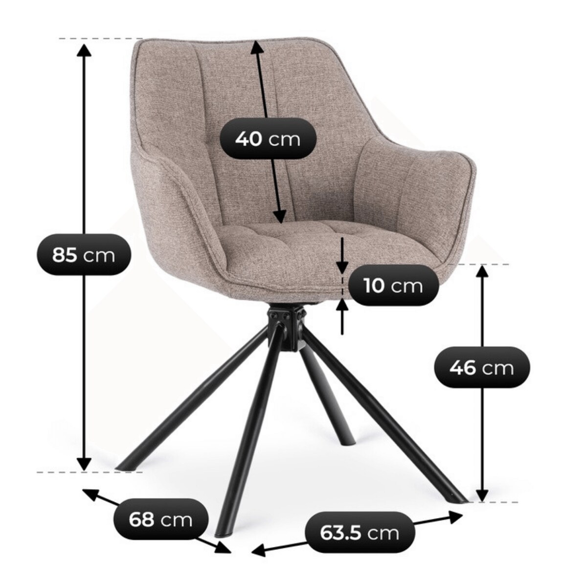 Krzesło Tapicerowane Obrotowe Kubełkowe Do Jadalni Salonu Cappucino PEONY 2