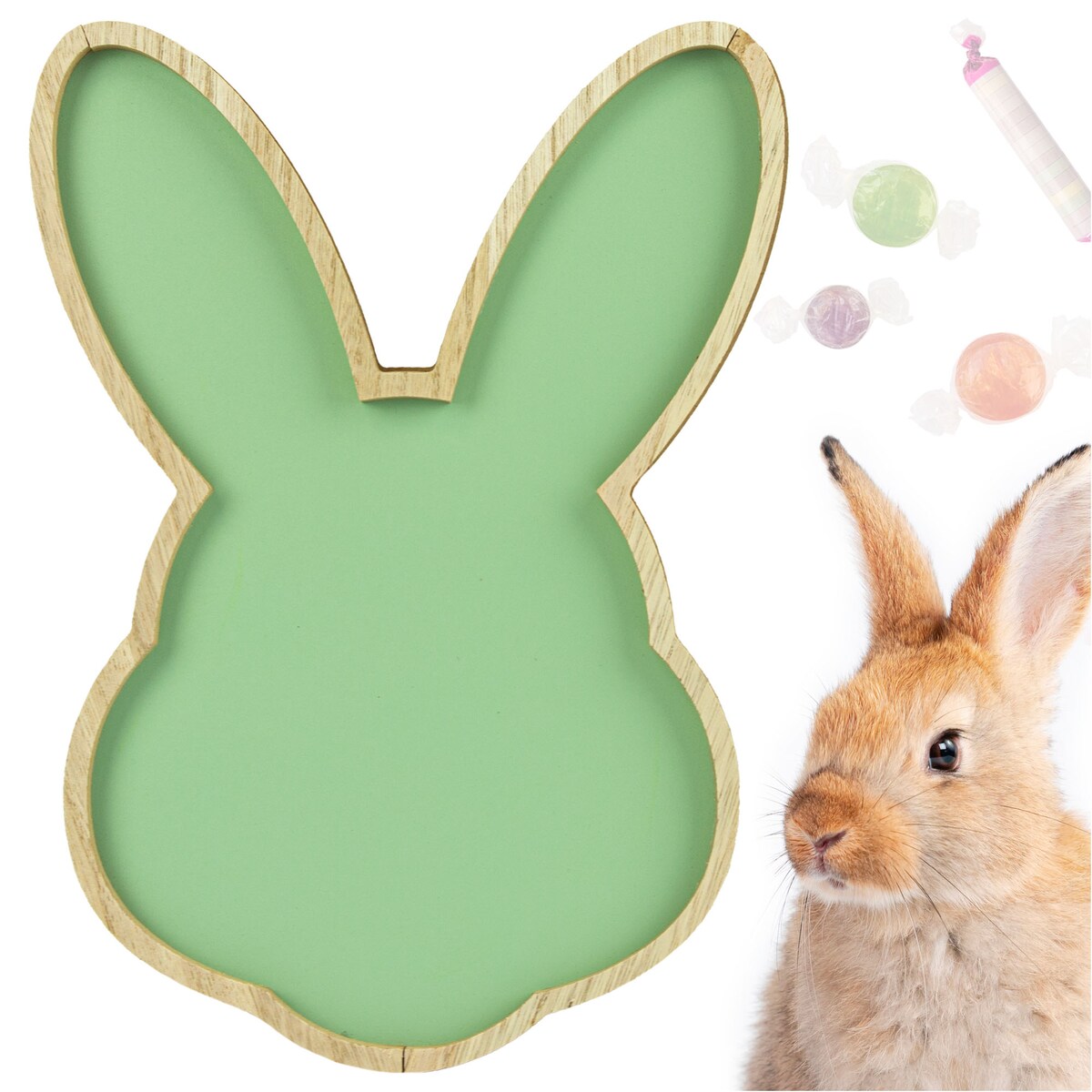 Podstawka Wielkanocna Tacka Zając Królik Dekoracja Zielony 30,5X21,5 Cm