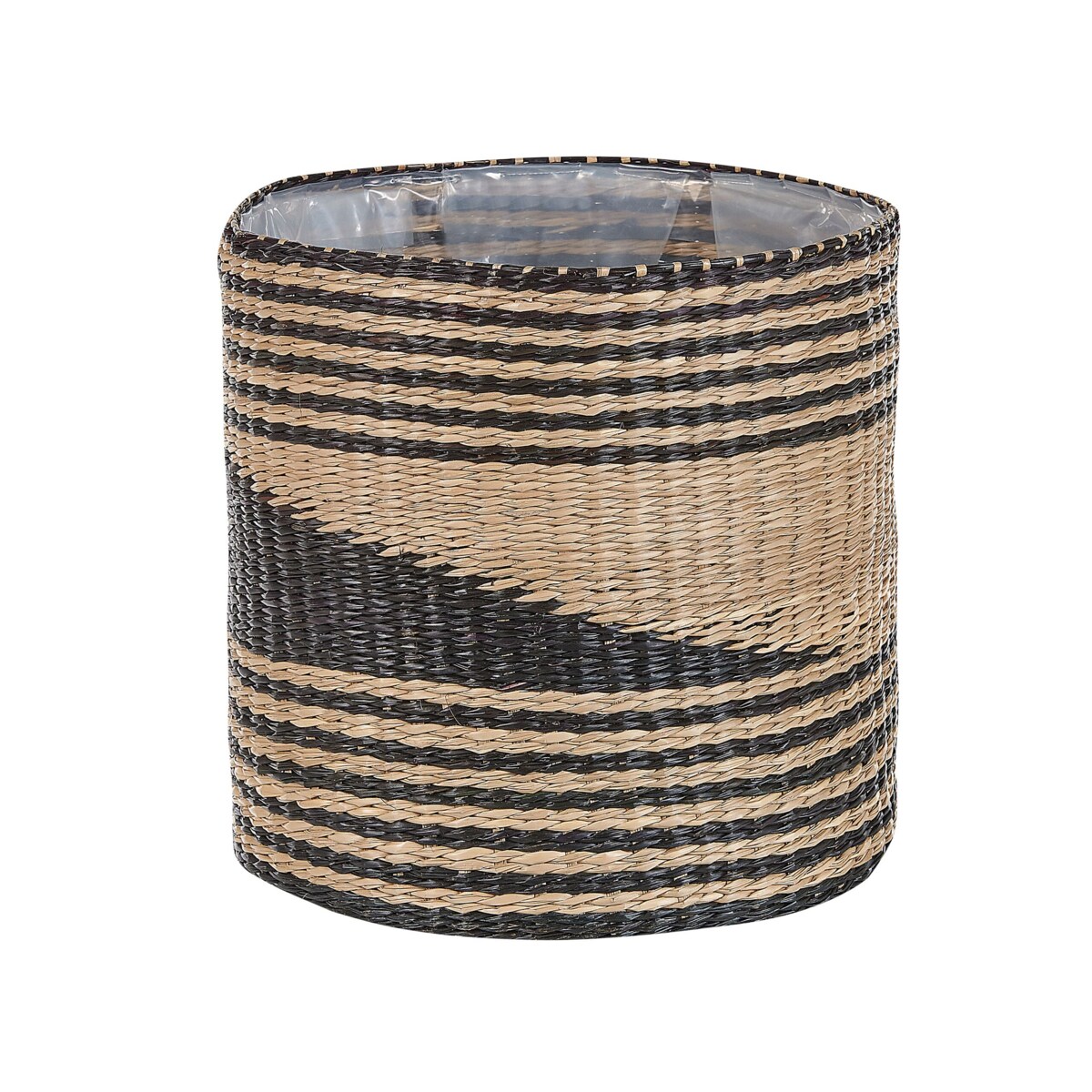 Zestaw 3 koszy na kwiaty z trawy morskiej naturalny z czarnym RATTAIL