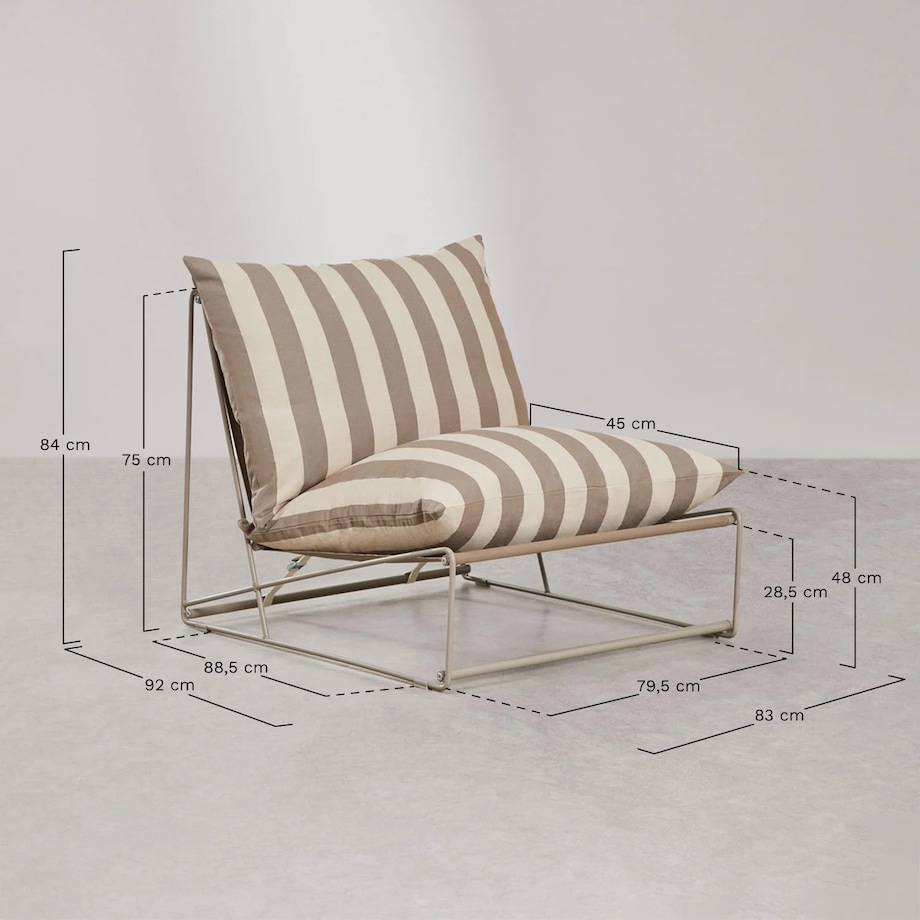 Fotel ogrodowo-domowy Amaro paski beżowo-oliwkowy