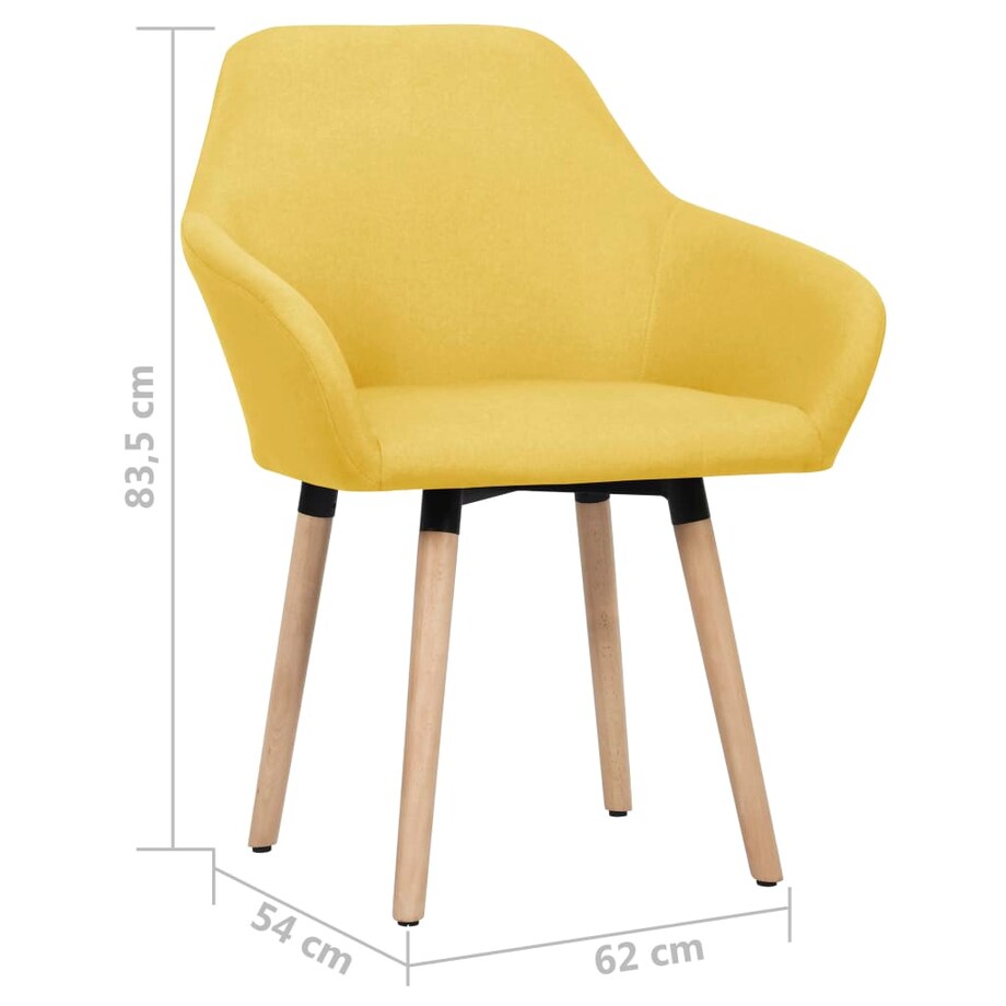 vidaXL Krzesła stołowe, 2 szt., żółte, tapicerowane tkaniną
