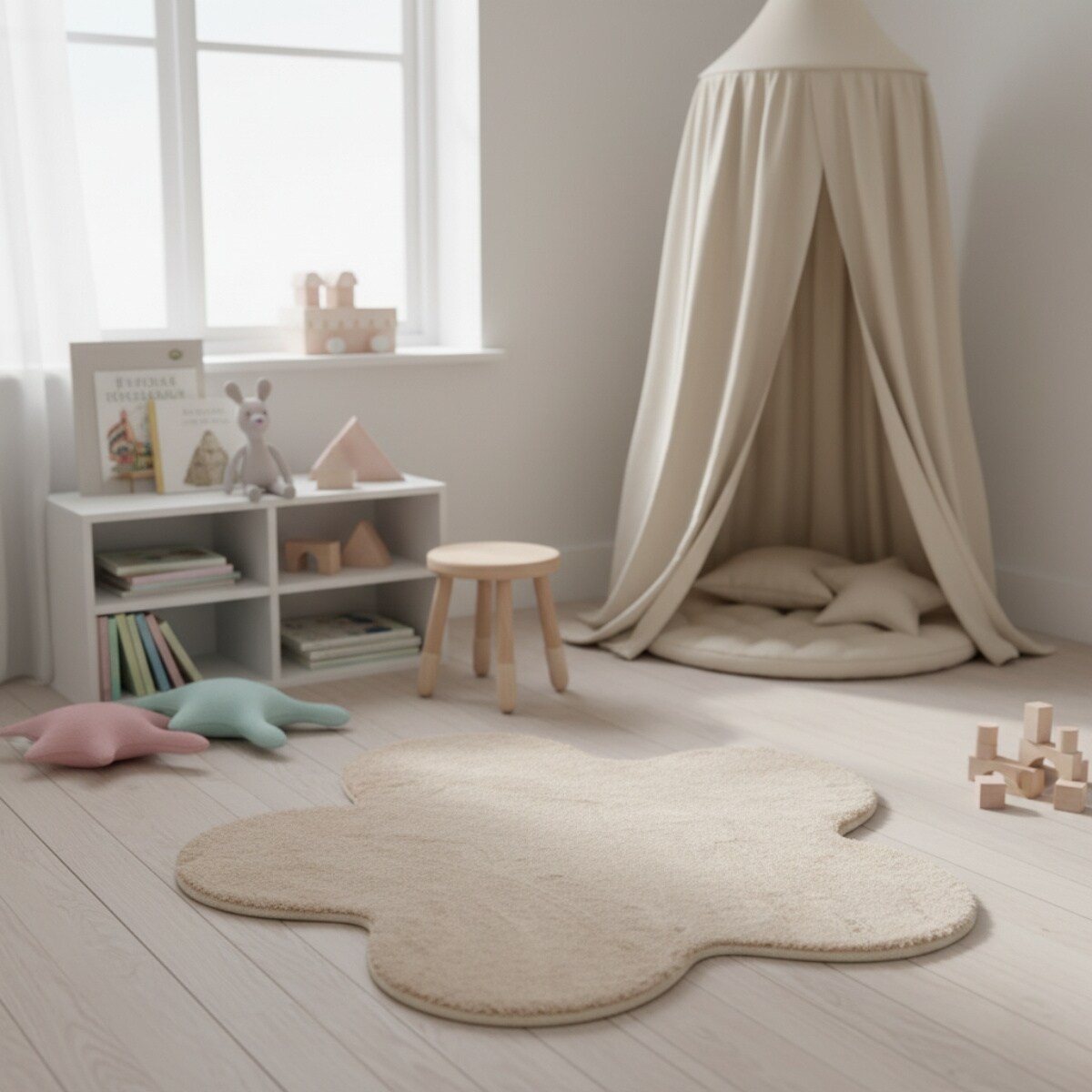 Dywan do pokoju dziecięcego kwiatek TELOS, 100 x 85 cm