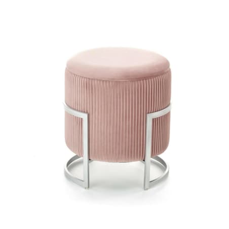 PUFA ZE SCHOWKIEM Darbi różowa OKRĄGŁA srebrna podstawa