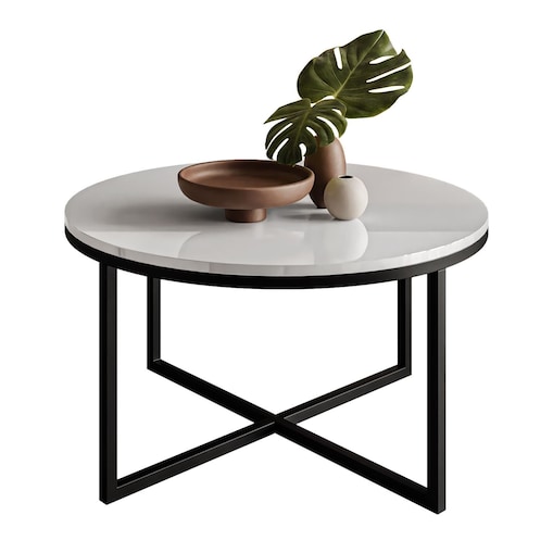 Okrągły stolik kawowy CIRI-X czarny biały połysk