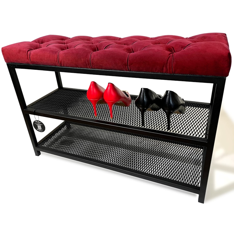 Szafa na buty loftowa siedzisko malinowa czerwień 80cm