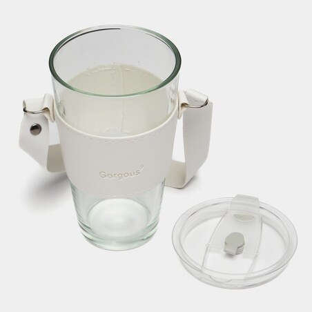 Kubek ze szkła na Kawę Herbatę ze słomką i zamknięciem 450 ML CUP09B