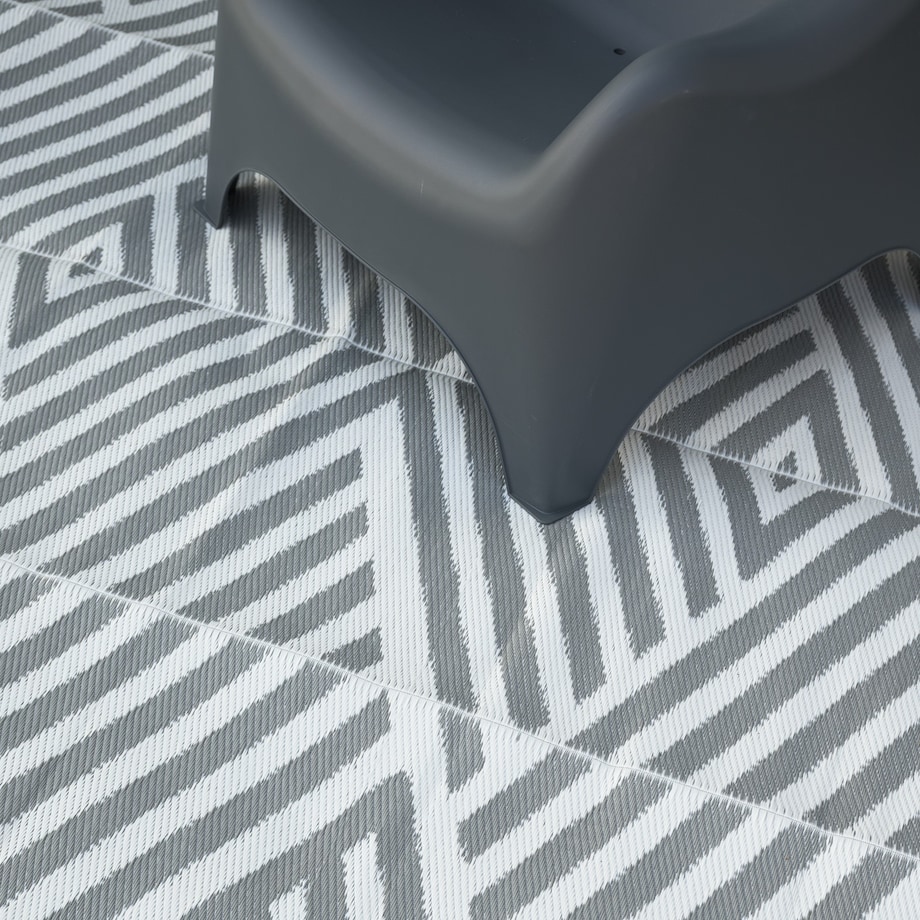 Dywan zewnętrzny tkany na płasko 120x170 cm e-floor geometryczny szary