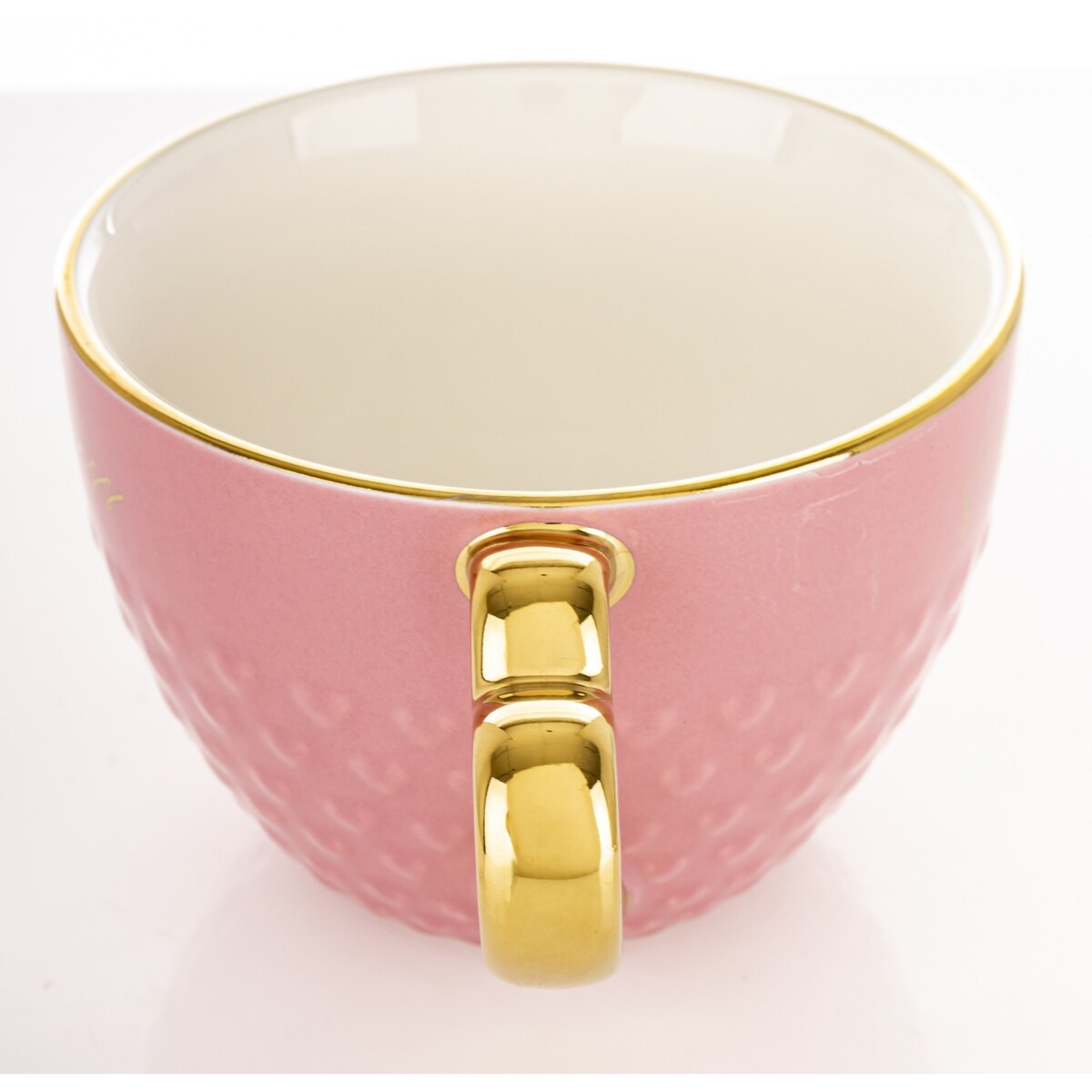 Filiżanka porcelanowa 500 ml różowo-złota 8,5x16x12 cm HAPPINESS