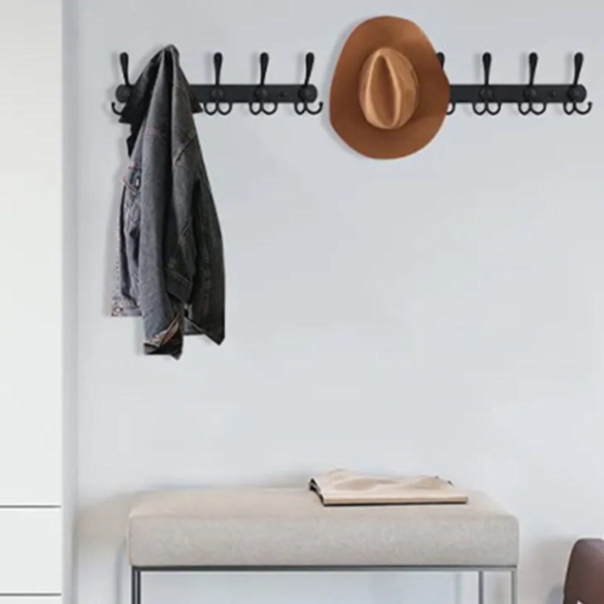 Wieszak ścienny do przedpokoju na ubrania akcesoria czarny haczyki