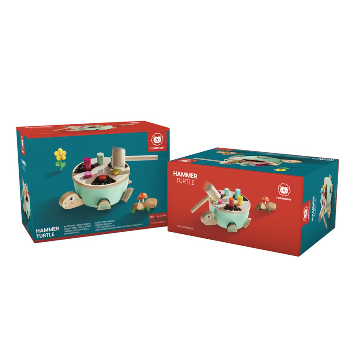 Żółw wbijanka z młoteczkiem dla dzieci – drewniana zabawka motoryczna dla dzieci 18 mies.+ Top Bright