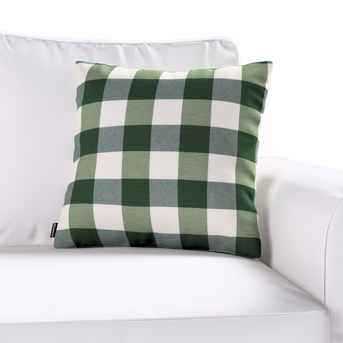 Poszewka Kinga na poduszkę 60x60 zielono-biała krata (5,5x5,5cm)