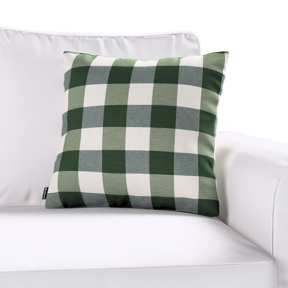 Poszewka Kinga na poduszkę 60x60 zielono-biała krata (5,5x5,5cm)