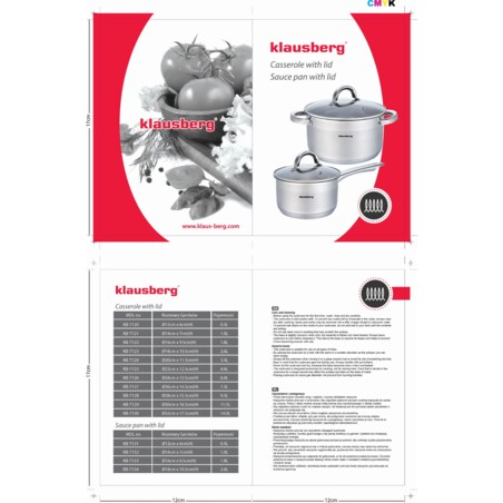 Rondel stalowy z pokrywką 2.1L 18cm na indukcję gaz KLAUSBERG