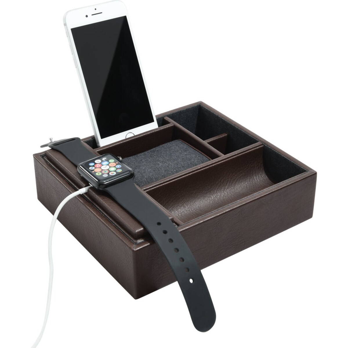 Stacja dokująca i pudełko na zegarki i biżuterię duże Stackers brązowe